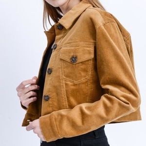 Goldenrod Yellow Corduroy Cropped Jacket